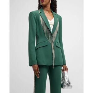 Cinq à Sept Emerald Blazer with Metallic Fringe